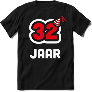 32 Jaar Feest kado T-Shirt Heren / Dames - Perfect Verjaardag Cadeau Shirt - Wit / Rood - Maat XXL