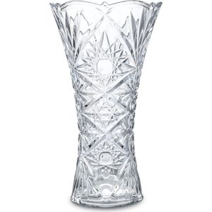 Heldere dikke glazen vaas, 24 cm kristallen vaas, grote tafelvaas, tafeldecoratie, huis, tuin, café, decoratie, bruiloftsdecoratie, zonnebloemenpatroon