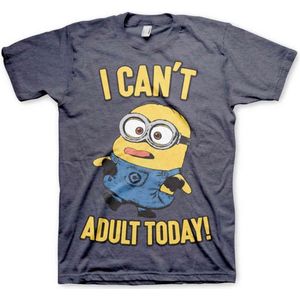Minions Heren Tshirt -S- I Can't Adult Today Blauw