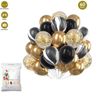 FeestmetJoep® 60 stuks ballonnen Goud Marmer – Verjaardag Versiering