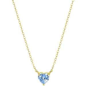 Lucardi Dames Ketting Love month stones hart - Echt Zilver - Ketting - Cadeau - 45 cm - Goudkleurig
