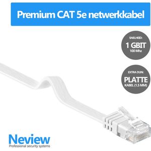 Neview -  7 meter premium platte UTP kabel - CAT 5e - Wit - (netwerkkabel/internetkabel)