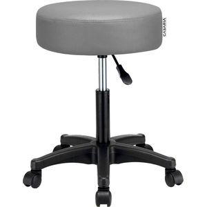 Bureaustoel - draaistoel - kruk met gestoffeerde zitting in kleur grijs