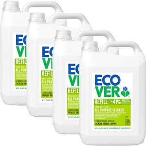 Ecover Allesreiniger Voordeelverpakking 4 x 5L - Reinigt & Ontvet - Citroengras & Gember Geur