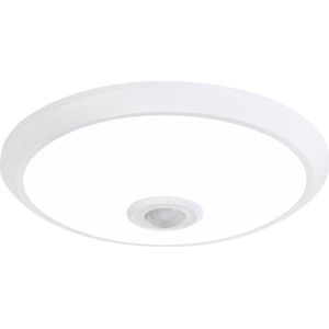 LED Plafondlamp met Sensor + Dag en Nacht Sensor - Kozolux Crimpy - 20W 1500lm - Helder/Koud Wit 6400K - Opbouw - Rond - Wit