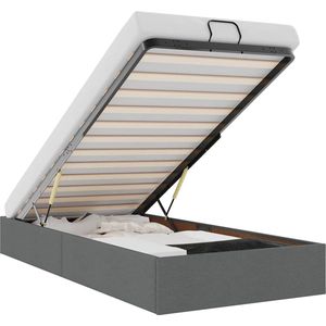 vidaXL - Bedframe - zonder - matras - 80x200 - cm - stof - donkergrijs