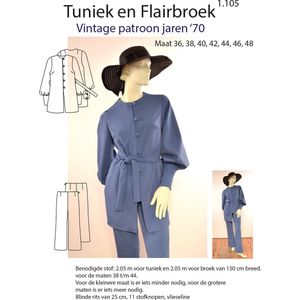 Fifty Ways Naaipatroon, tuniek met flairbroek, vintagepatroon jaren '70