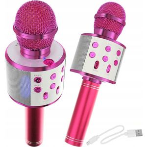 Playos® - Karaoke Microfoon - Roze - Draadloos - Bluetooth - met Stemvervormer - Kinderen en Volwassenen - Speaker - Karaoke Set -