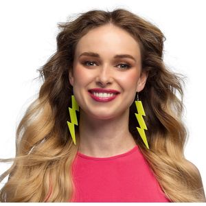 Boland - Oorbellen Flash neon geel Neon,Geel - Volwassenen - Vrouwen - Danser/danseres - 90s - 80s - old school - foute party