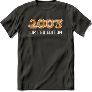 2003 Limited Edition T-Shirt | Goud - Zilver | Grappig Verjaardag en Feest Cadeau Shirt | Dames - Heren - Unisex | Tshirt Kleding Kado | - Donker Grijs - L