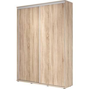 Hoge kledingkast met 2 schuifdeuren - 180x242x45 cm - Sonoma - Aluminium handgrepen - Interieur met planken en roede - Hoge kwaliteitsgarantie