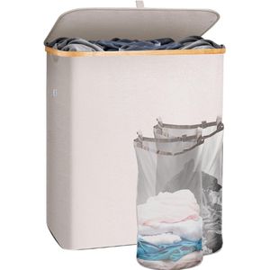Oneiro's Luxe Wasmand PRO 140 L Beige - opvouwbaar - L38 x B57 x H67 cm - wasmanden - wassorteerder