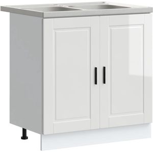 vidaXL - Onderkast - met - Wastafel - """"Porto"""" - Hoogglans - Wit - 80x46x84,5 - cm - Gelaagd - Hout