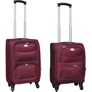2 delige stoffen handbagage kofferset 27 en 39 liter rood (stof)