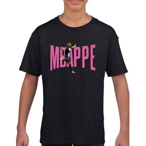 Mbappe - kylian - PSG - - Kinder T-Shirt - Zwart text roze - Maat 98 /104 - T-Shirt leeftijd 3 tot 4 jaar - Grappige teksten - Cadeau - Shirt cadeau - Mbappe - 10 - kylian - PSG - voetbal - korte mouwen -