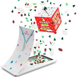 Boemby - Exploderende Confettikubus - Kerst Cadeautje - Kerstkaart - Brievenbus Cadeau - Kerstbal kubus - Origineel en Uniek