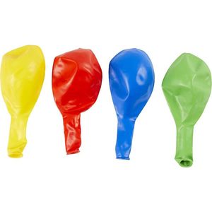 Ballonnen, giga, d 41 cm, blauw, groen, rood, geel, 4 stuk/ 1 doos