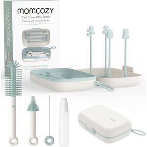 7-in-1 Babyflessenborstelset - Complete Flessenreinigingsset met Siliconen Borstel en Droogrek