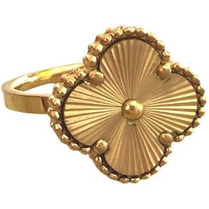 Aurélia Luxe Klaver Ring - Goudkleurig Goud - minimalistisch -bloemetje - klavertje vier - roestvrijstaal