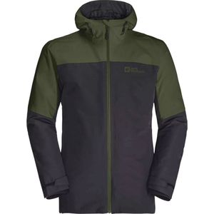 Jack Wolfskin Glaabach 3in1 Jkt M - Heren Winter outdoor trekking Jas Jack Zwart-Groen 1115291-4129 - Maat S