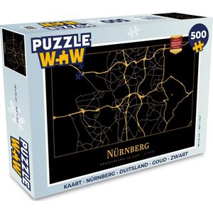 Puzzel Kaart - Nürnberg - Duitsland - Goud - Zwart - Legpuzzel - Puzzel 500 stukjes
