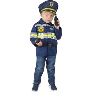 Funny Fashion - Politie & Detective Kostuum - Politie Peter Op De Bonslinger Jongen - Blauw - Maat 98 - Carnavalskleding - Verkleedkleding