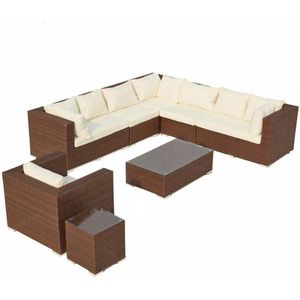 Concept-U - 8 -Seater Garden Furniture in gevlochten Resin Brown en Wit SALENTO