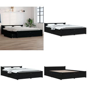 vidaXL Bedframe met lades zwart 135x190 cm - Bedframe - Bedframes - Bed - Bedbodem