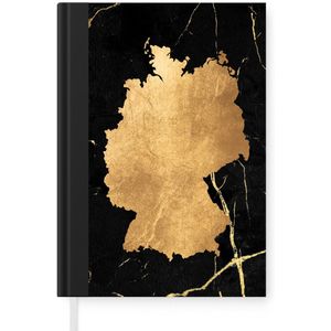 Notitieboek - Schrijfboek - Landkaart - Duitsland - Goud - Notitieboekje klein - A5 formaat - Schrijfblok