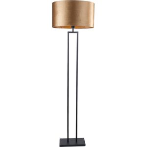 Staande lamp Monza met ovale velours kap | 1 lichts | velours | coffee on gold / goud / zwart | metaal / stof | Ø 45 cm | 160 cm hoog | staande lamp | modern / sfeervol / tijdloos design