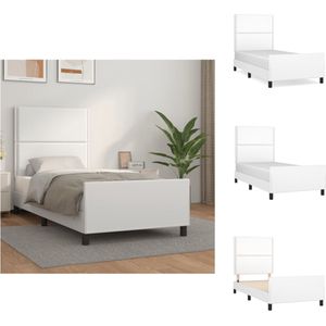 vidaXL Bedframe - Hoogwaardig Kunstleer - Verstelbare Hoogte - Stabiele Poten - Multiplex Lattenbodem - Comfortabele Ondersteuning - Wit - 203 x 103 x 118/128 cm - Bed