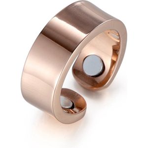 MAGNETOX - Helende Ring 'Amber' - Magneet Ring - Gezondheidsring- Magnetische Ring - Roestvrijstaal (RVS) - Roségoud - Dames - 46mm