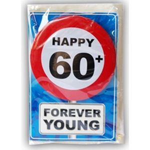 Happy age kaart 60 jaar (wenskaart met button)