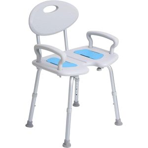 Shower Chair with Armrests and Backrest - Robust Seat for Seniors - 160 kg Load Capacity - Tool-free Assembly - Height Adjustable