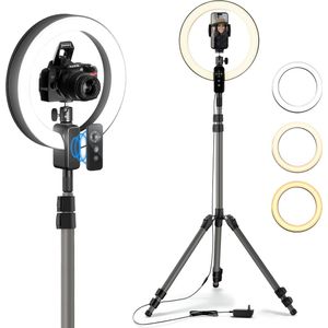 LEVANTU Ringlamp met Statief - 12 inch - Zwart