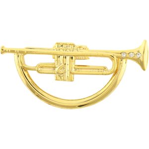 Behave Sjaalspeld sjaalclip goud kleur trompet 5 cm