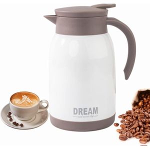 Roestvrijstalen thermische koffiekaraf Dubbelwandige vacuümwaterdrankdispenser 12 uur warmtebehoud 800 ml (wit)