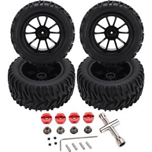 RC Autobanden 4 STUKS - Rubber Banden Plastic - 10 Spoke Set - Monster Trunk 1/8 1/10 - Touring Car Band Modelauto Accessoires - Fietsenrekken En Opslag .