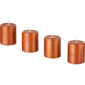 Set van 4 oranje cilindervormige kaarsen H5