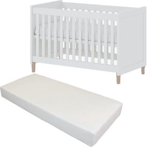 Cabino Baby Bed Met Matras Stockholm Wit 60 x 120 cm