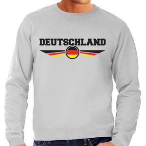 Duitsland / Deutschland landen sweater met Duitse vlag - grijs - heren - landen sweater / kleding - EK / WK / Olympische spelen outfit L