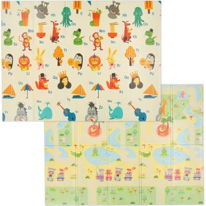 speelmat opvouwbaar - 200 x 150 cm - foam - dubbelzijdig - baby - dieren