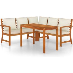 vidaXL - 4-delige - Tuinset - met - kussens - massief - acaciahout