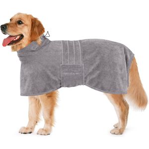 Hondenbadjas - Maat L - Grijs - Badjas Voor Honden - Honden Badjas