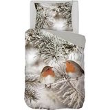 Snoozing Pine - Flanel - Dekbedovertrek - Eenpersoons - 140x200/220 cm + 1 kussensloop 60x70 cm - Grijs