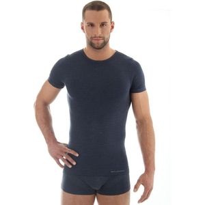 Brubeck Comfort | Heren Ondergoed - Ondershirt Korte Mouw Naadloos met Merino Wol -  Donker Jeans - L