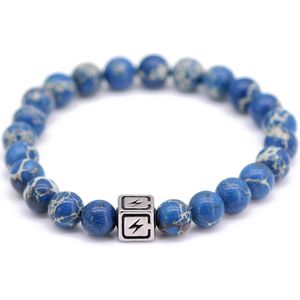 Fortuna Beads – Energy Regalite Royal – Kralen Armband – Heren– Koningsblauw – 18cm