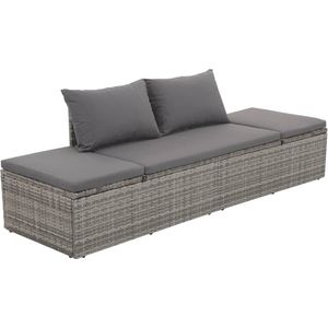 vidaXL Tuinbed 195x60 cm Rattan Grijs Loungebed - Tuinset - Relaxstoel - Buitenslaapkamer - Lounge Stoel