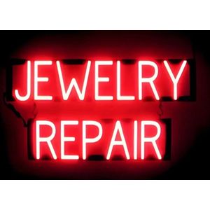 JEWELRY REPAIR - Lichtreclame Neon LED bord verlicht | SpellBrite | 71 x 38 cm | 6 Dimstanden - 8 Lichtanimaties | Reclamebord neon verlichting