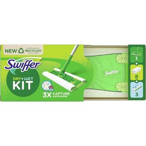 Swiffer Dry+Wet Kit - Vloerreiniging starterkit - Vloerreiniger inclusief navullingen - Dweil droog en vochtig - Groen